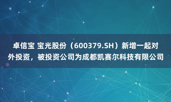 卓信宝 宝光股份（600379.SH）新增一起对外投资，被投资公司为成都凯赛尔科技有限公司